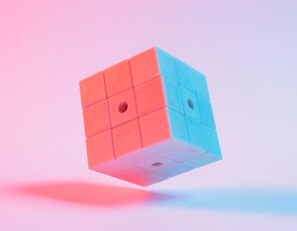 cube shape on pink background