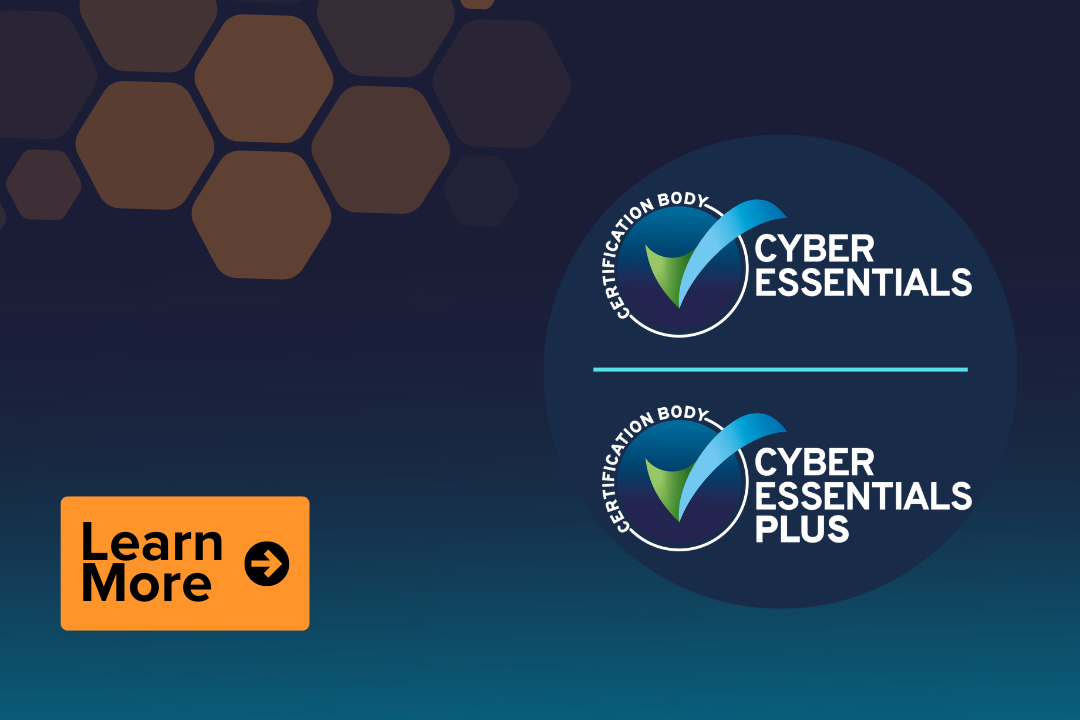 A learn more button and the Cyber Essentials Logos Indicating the topic of the article