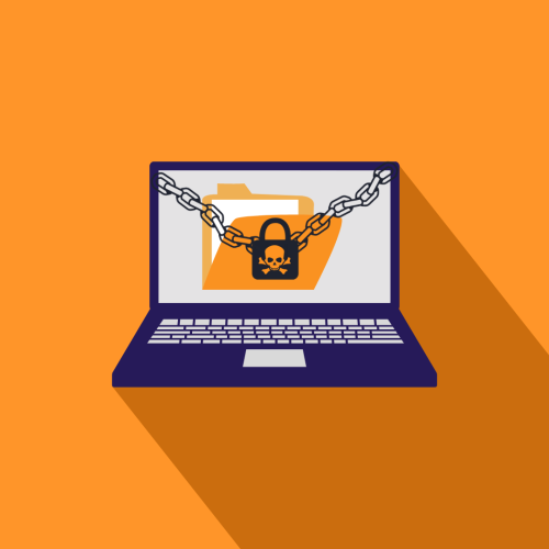 An image showing a laptop that has been locked by ransomware